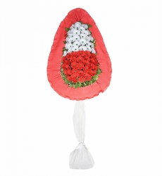 Yapay gerbera ile hazırlanmış tek katlı nikah, açılış ve düğün çelengi.